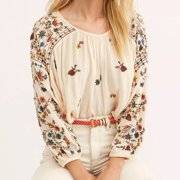 NWT Free People Wild Flowers Embroider Blouse - Picture 2 of 4